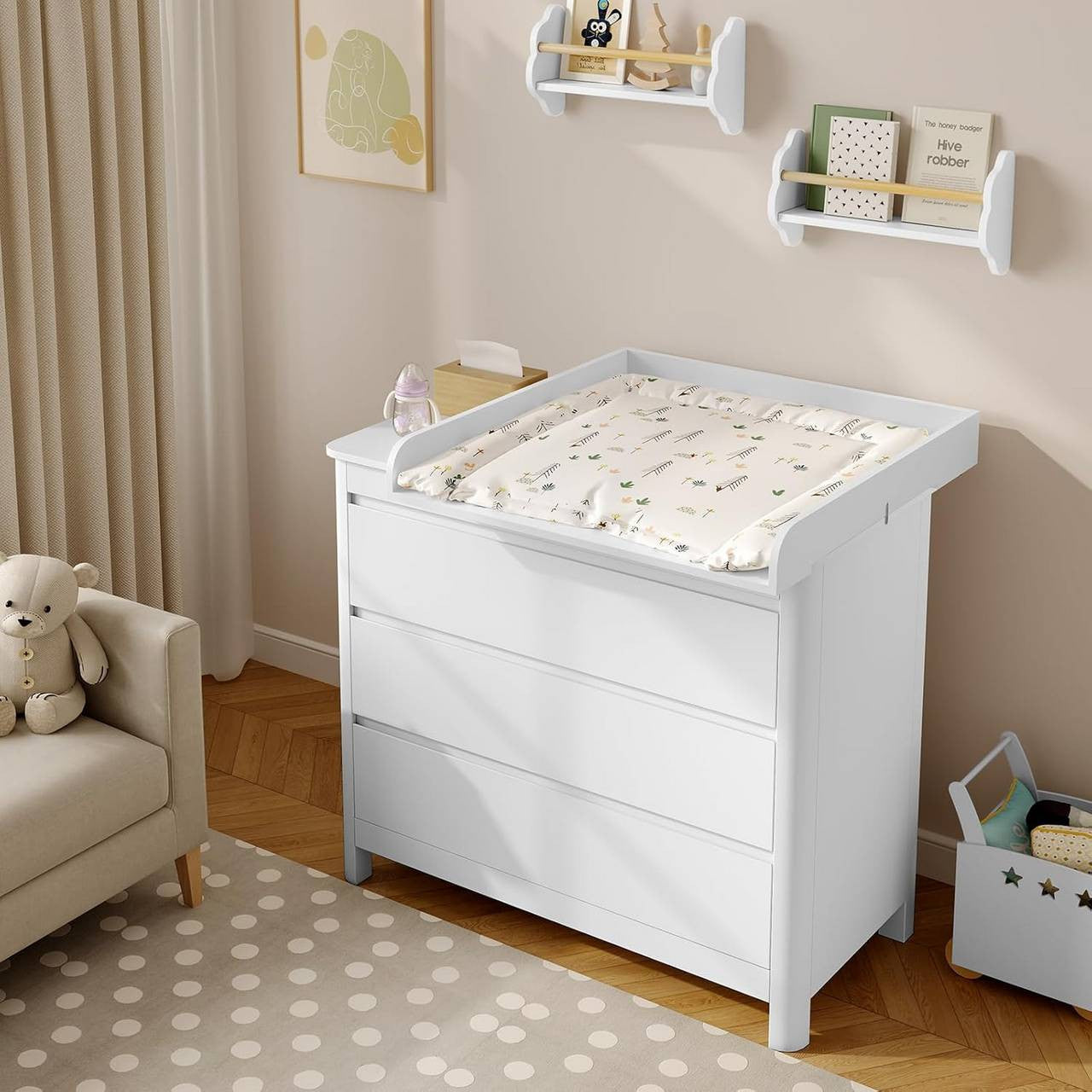 24goodz Changing Table Top - Highly Adjustable - Stable & Safe - MDF - For Babies - White