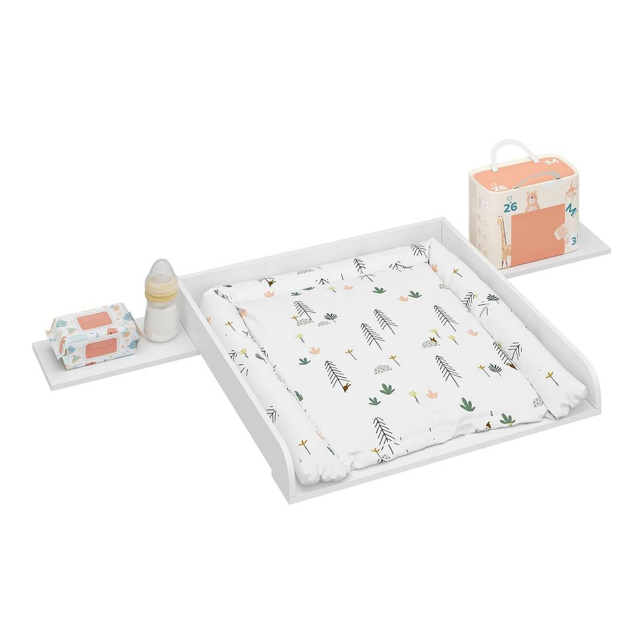 24goodz Changing Pad Table - Spacious and Comfortable Surface - High Protective Edges for Safety - E1-MDF - For Babies - White