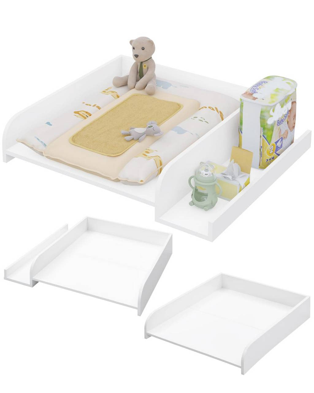 24goodz Changing Pad Attachment - Universal Fit for Convenience - Safe Material - White - 80 x 16.5 x 70 cm