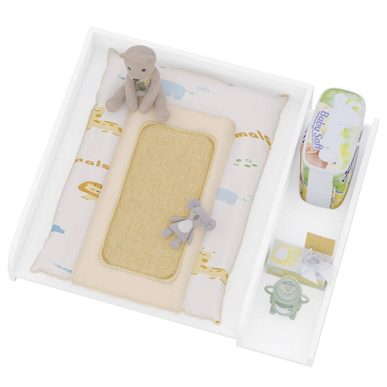 24goodz Changing Pad Attachment - Universal Fit for Convenience - Safe Material - White - 80 x 16.5 x 70 cm