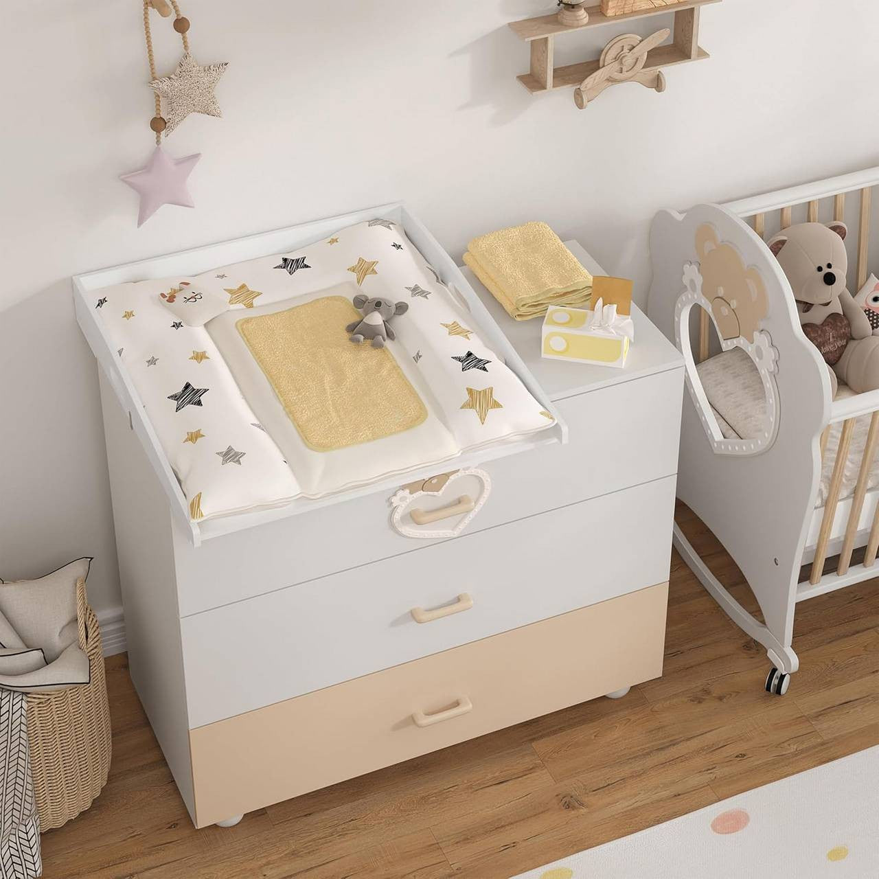 24goodz Universal Changing Topper - Safe Design with Side Walls - E1 MDF - For Babies - White 70x10x75 cm