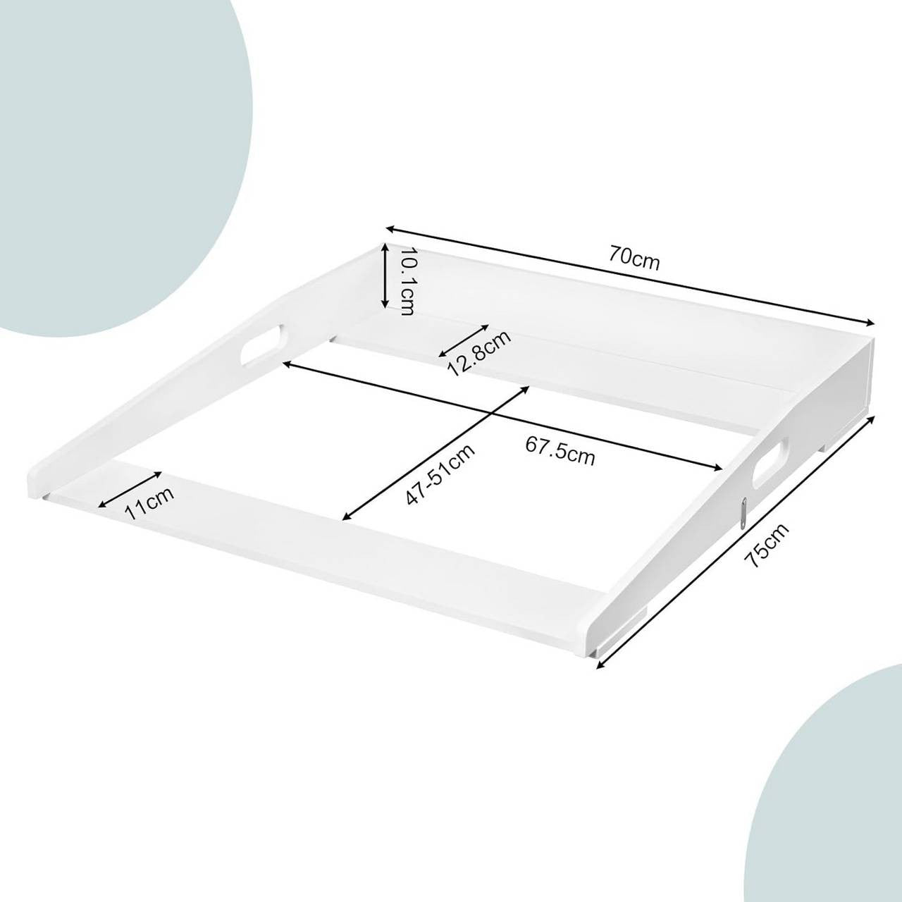 24goodz Universal Changing Topper - Safe Design with Side Walls - E1 MDF - For Babies - White 70x10x75 cm
