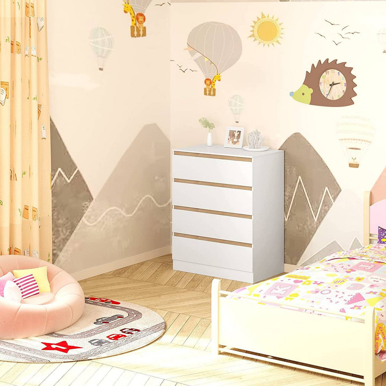 24goodz Changing Table with Removable Changing Top - Comfortable Height for Easy Access - MDF - For Parents - White - ws