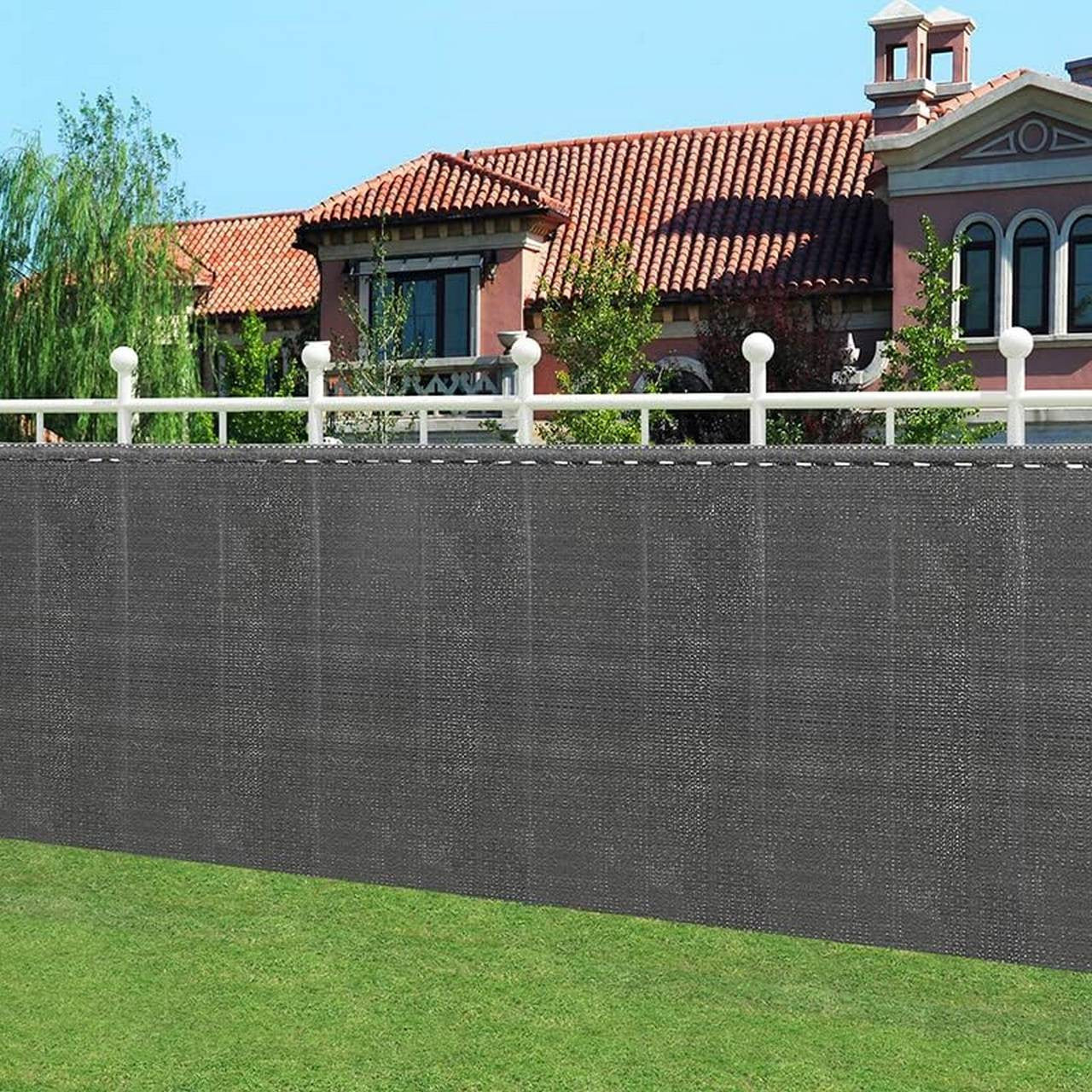 24goodz Privacy Screen Shade Netting with Cable Ties - Durable and Weather-Resistant - HDPE - For Balconies and Gardens - Anthracite 1 x 10 m