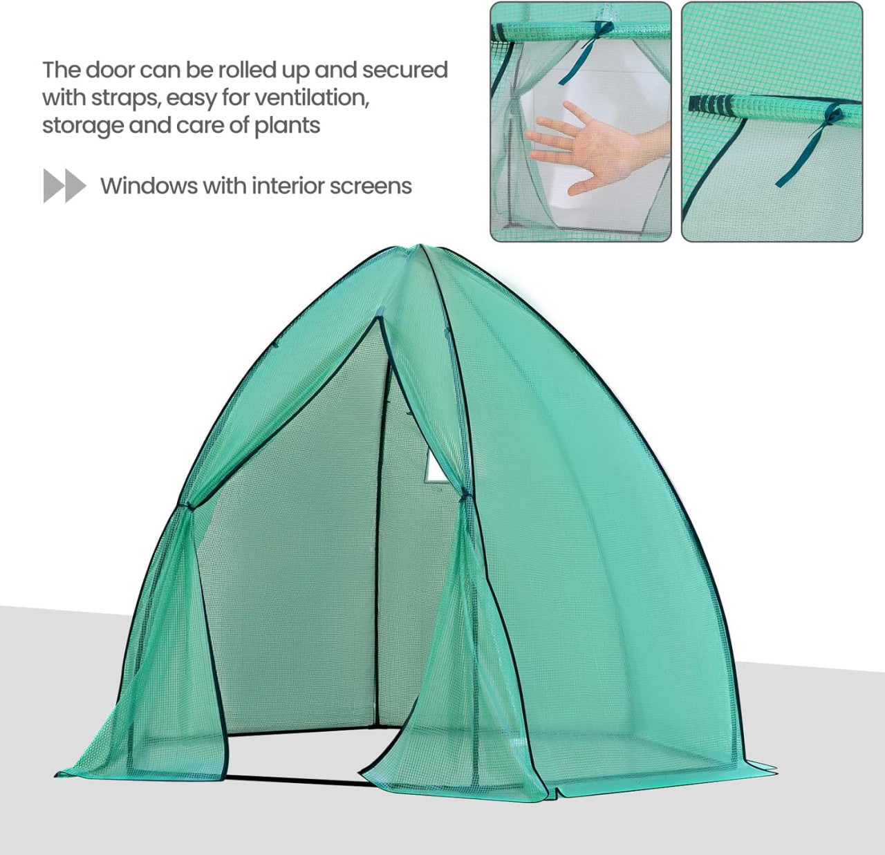 24goodz Greenhouse Tent - Comprehensive Protection - Robust and Durable - 140 g/m2 PE - For Garden Enthusiasts - White/Green