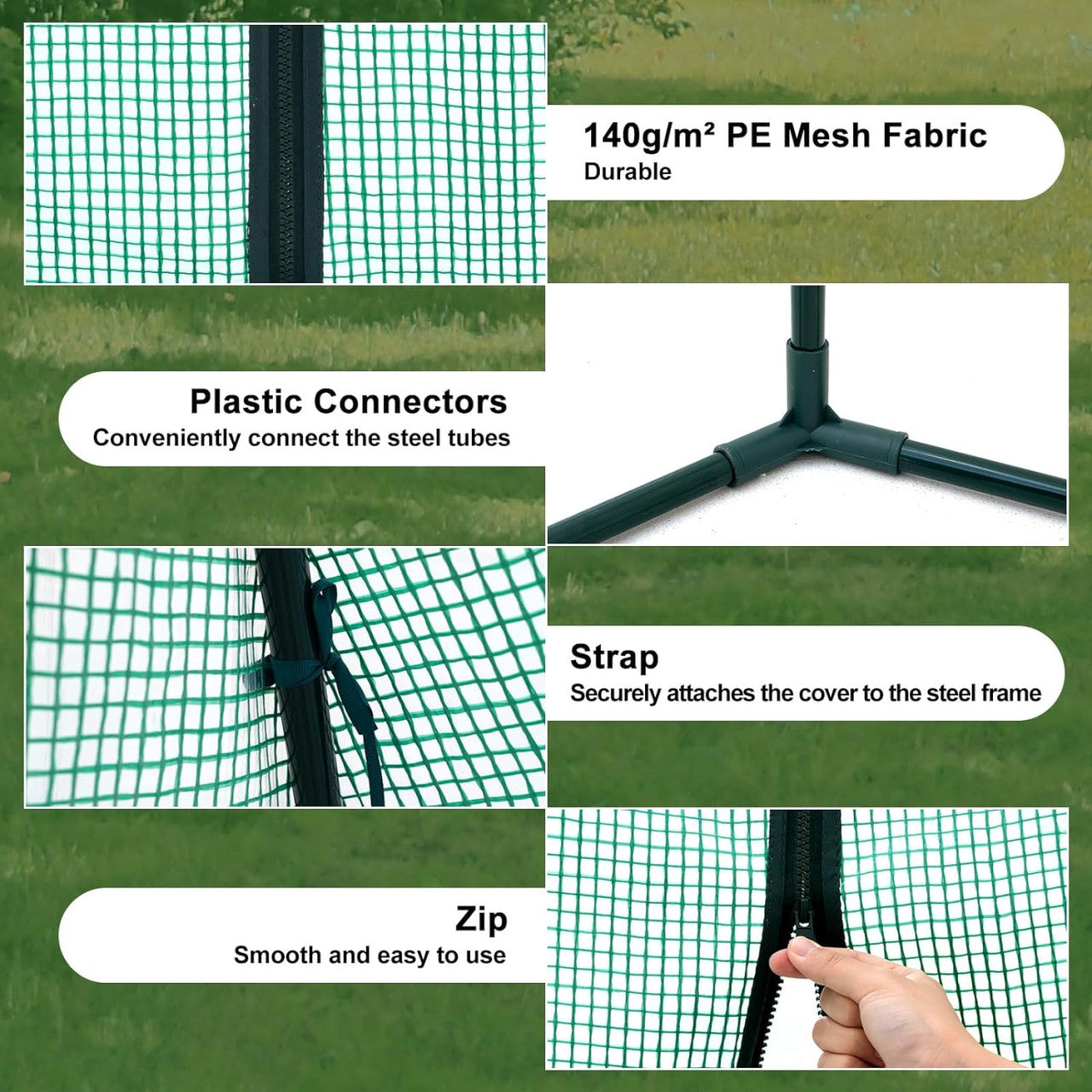 24goodz Greenhouse Tent - Comprehensive Protection - Robust and Durable - 140 g/m2 PE - For Garden Enthusiasts - White/Green
