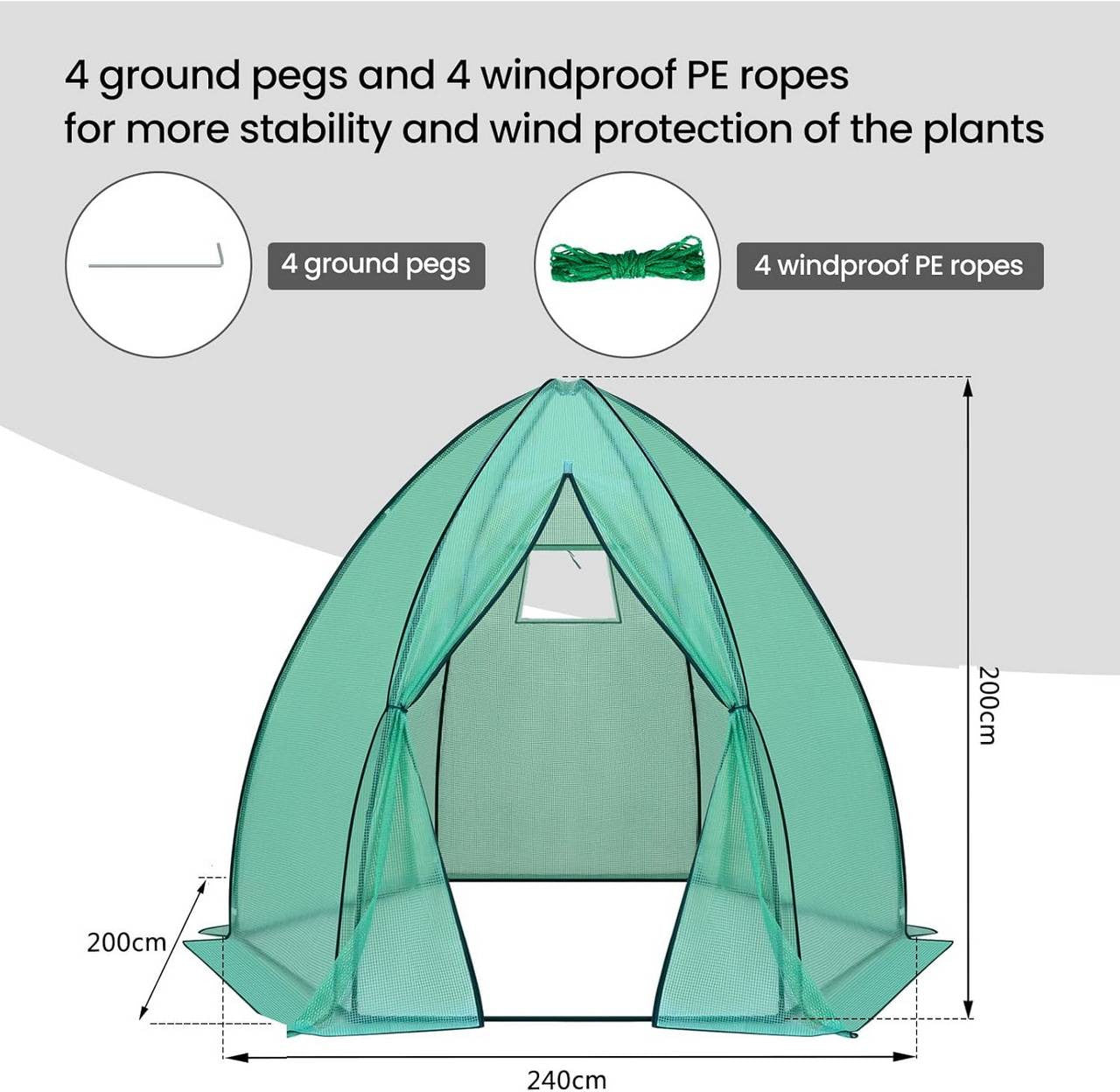 24goodz Greenhouse Tent - Comprehensive Protection - Robust and Durable - 140 g/m2 PE - For Garden Enthusiasts - White/Green