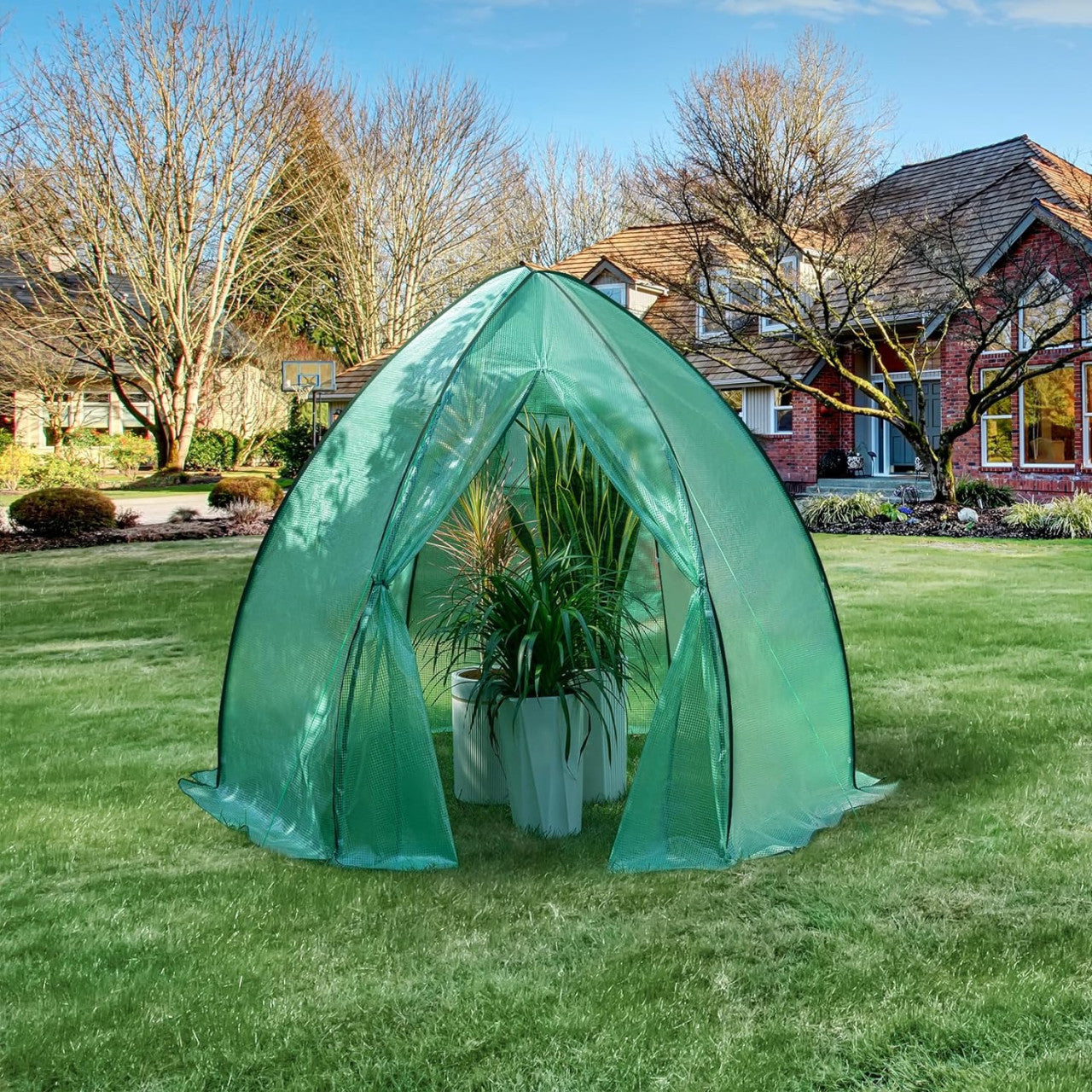 24goodz Greenhouse Tent - Comprehensive Protection - Robust and Durable - 140 g/m2 PE - For Garden Enthusiasts - White/Green