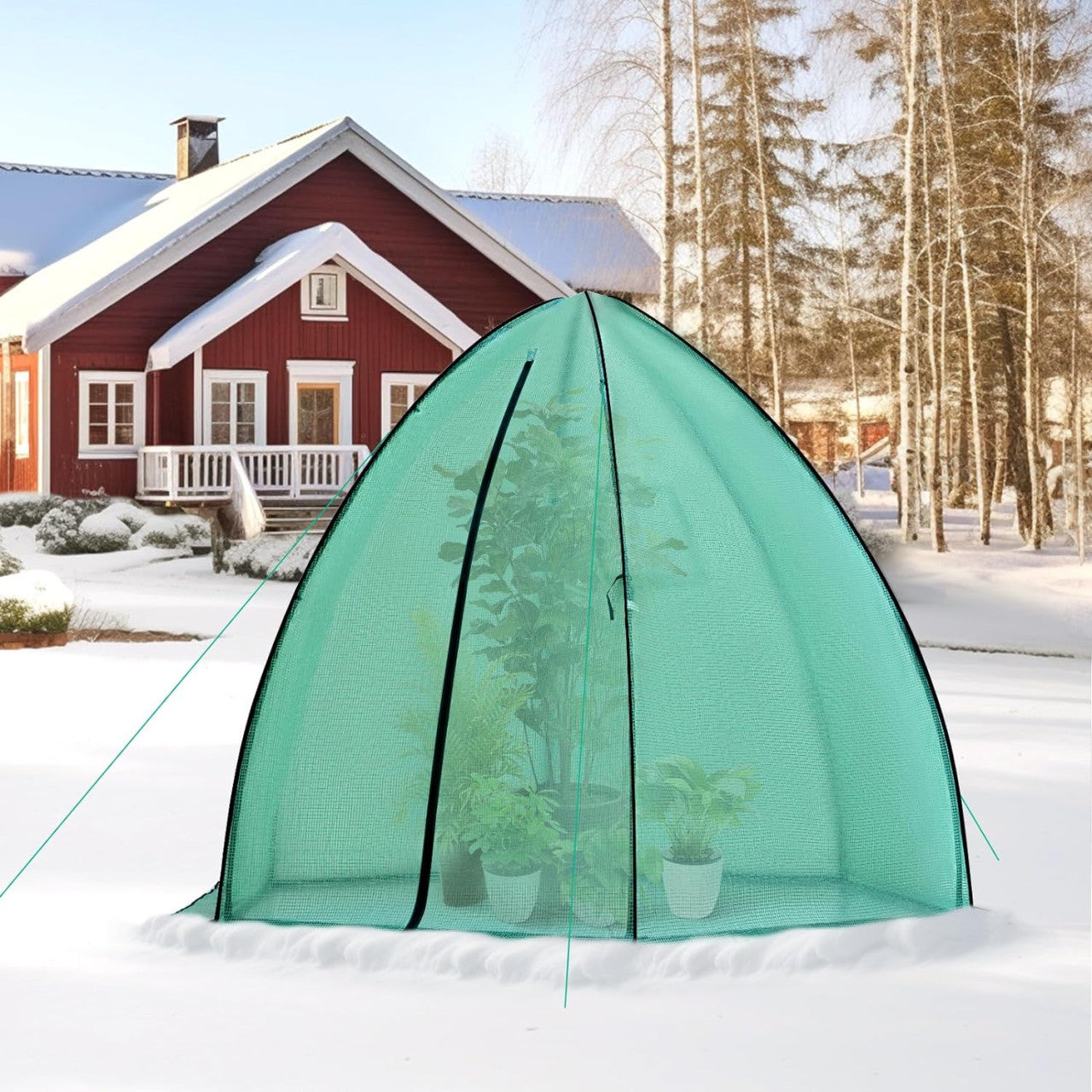 24goodz Greenhouse Tent - Comprehensive Protection - Robust and Durable - 140 g/m2 PE - For Garden Enthusiasts - White/Green