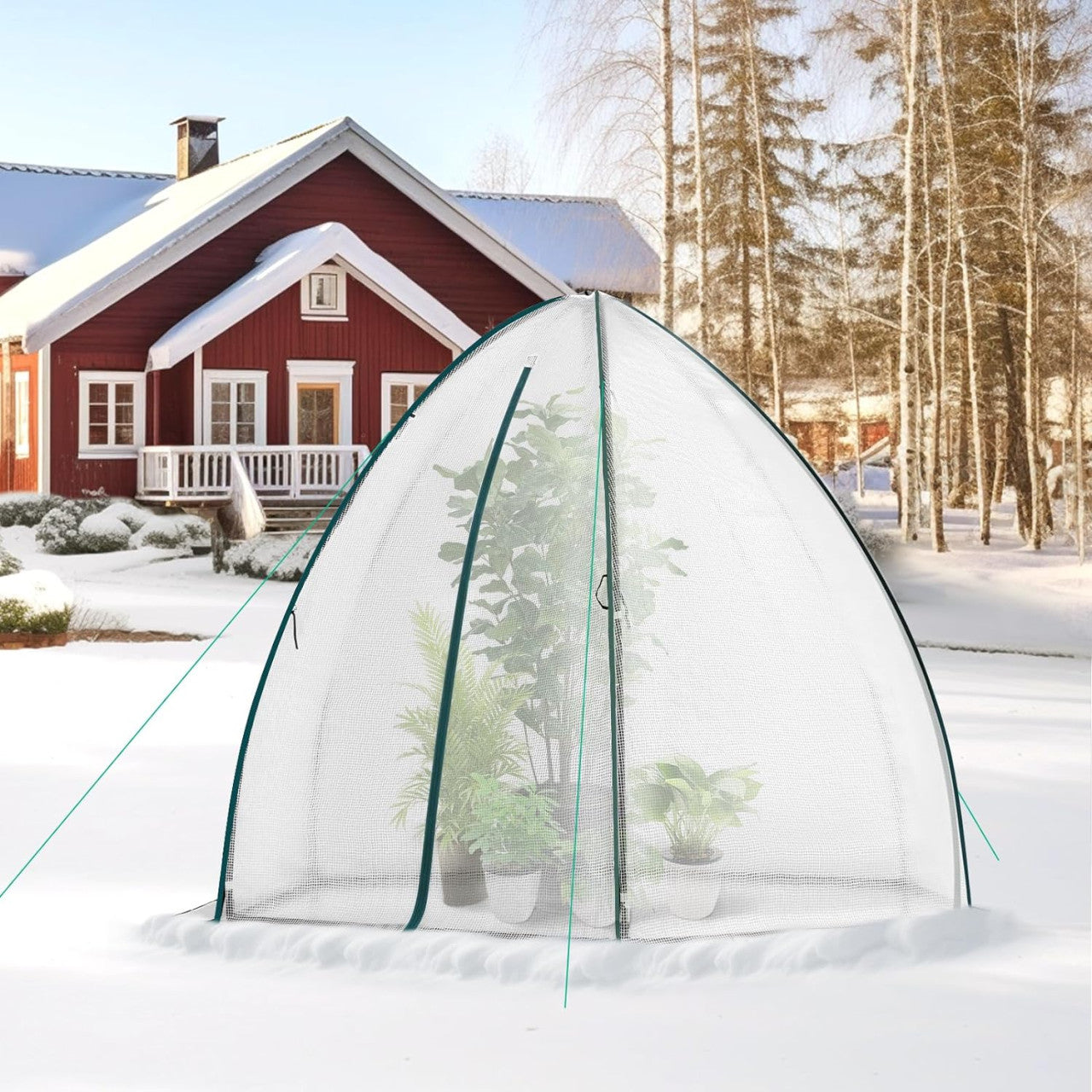 24goodz Greenhouse Tent - Comprehensive Protection - Robust and Durable - 140 g/m2 PE - For Garden Enthusiasts - White/Green 240x200cm