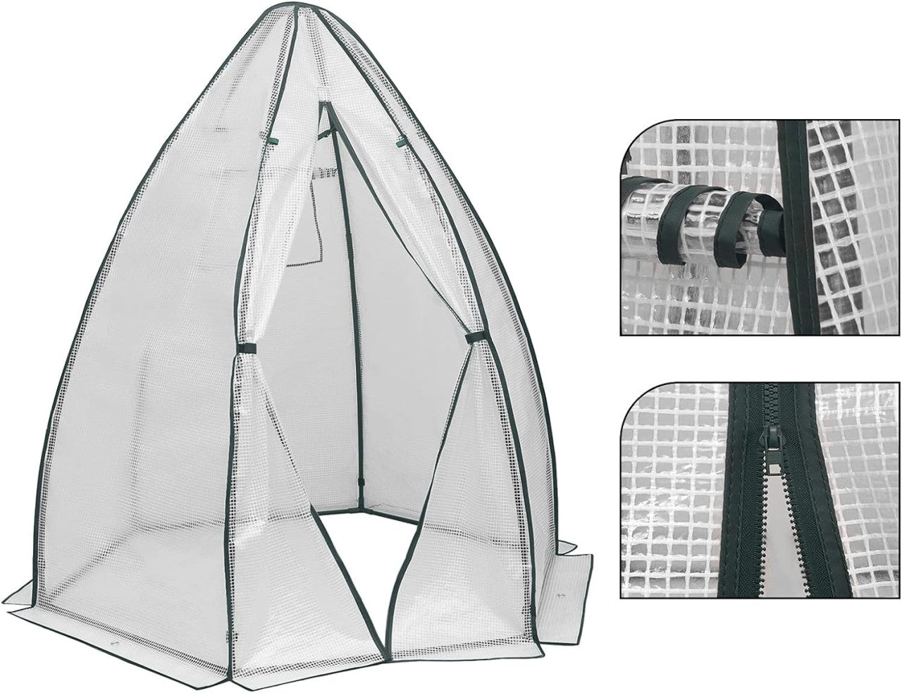 24goodz Greenhouse - Comprehensive Protection - Robust and Durable - PE Fabric - For Garden Enthusiasts - White/Green 160x180cm - ws