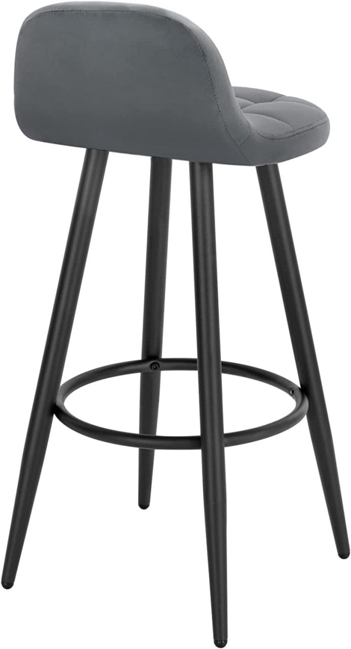 24goodz Velvet Bar Stool - Comfortable Seating - Sturdy Metal Frame - Velvet + Metal - Dark Grey - dgr