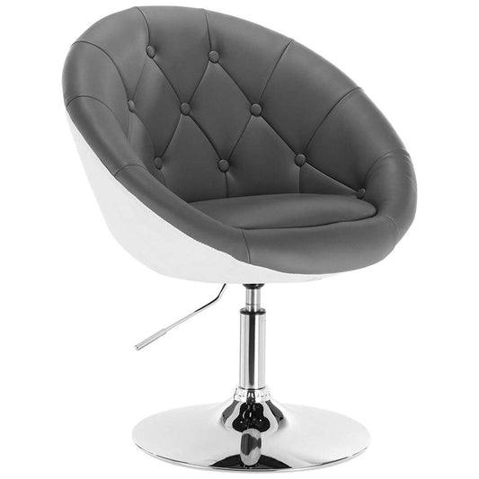 24goodz Lounge Chair with Armrests - Comfortable Design - Ergonomic Principles - Faux Leather - Grey/White - grw