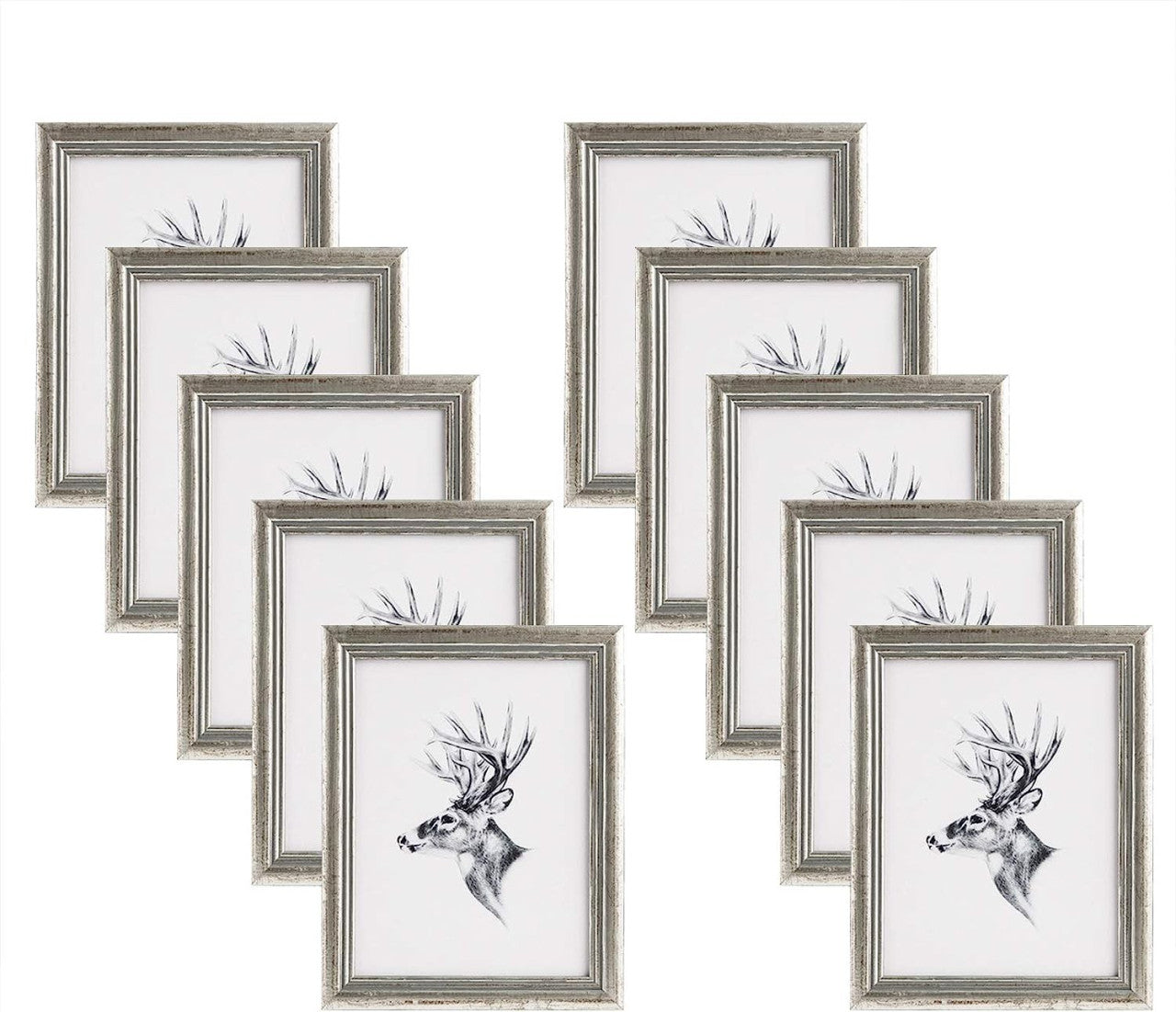 24goodz Set of 10 Photo Frames - High-Quality Solid Wood - Versatile Use - Solid Wood + Glass - For Home Decor - White/Black/Silver/Gold/Grey/Brown/Natural