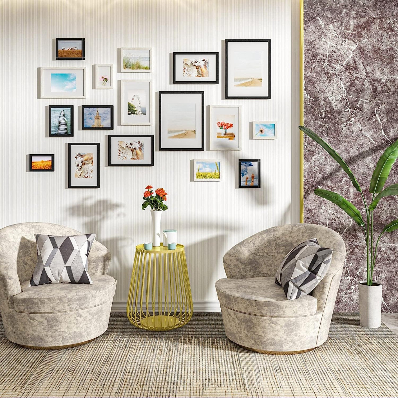 24goodz Set of 10 Photo Frames - Versatile Sizes for Every Memory - Durable MDF with Plexiglass - For Home Decor - White - ws