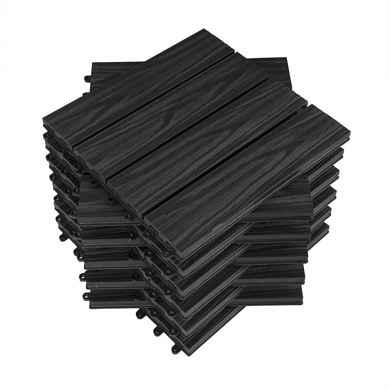24goodz Set of 11 WPC Balcony Tiles - UV-Resistant and Moisture-Repellent - WPC - For Outdoor and Indoor Use - Anthracite