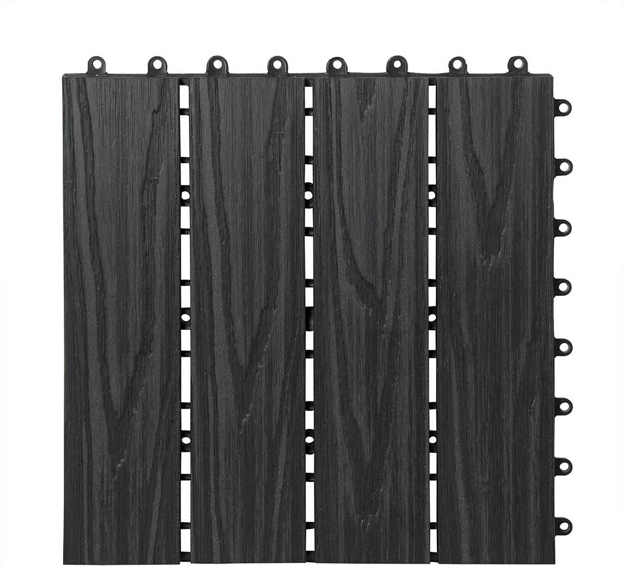 24goodz Set of 11 WPC Balcony Tiles - UV-Resistant and Moisture-Repellent - WPC - For Outdoor and Indoor Use - Anthracite