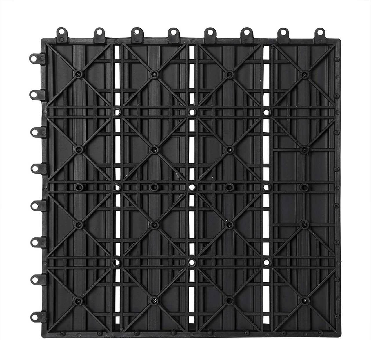 24goodz Set of 11 WPC Balcony Tiles - UV-Resistant and Moisture-Repellent - WPC - For Outdoor and Indoor Use - Anthracite