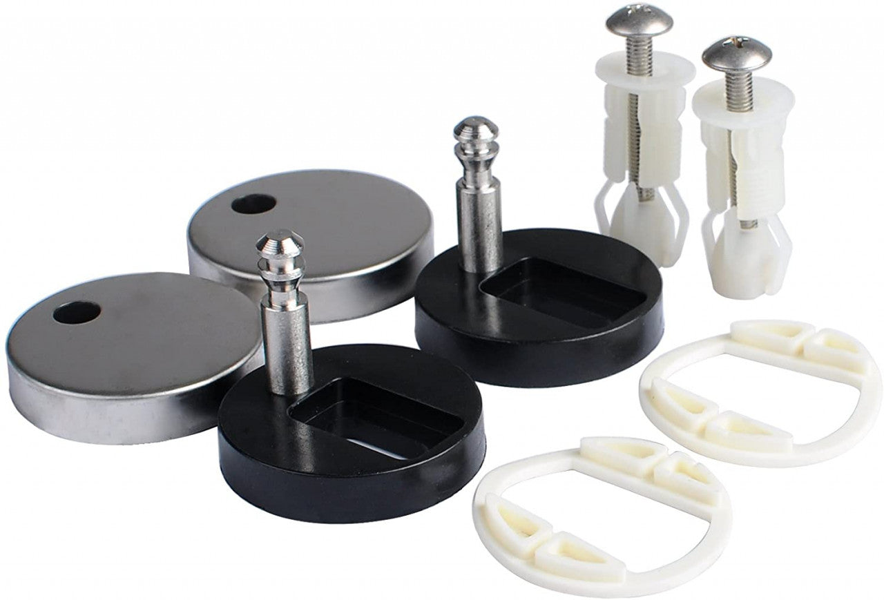 24goodz Toilet Seat Hinge Replacement Set - Durable Stainless Steel - Easy to Install - Duroplast - For Standard Toilets - Oval Shape