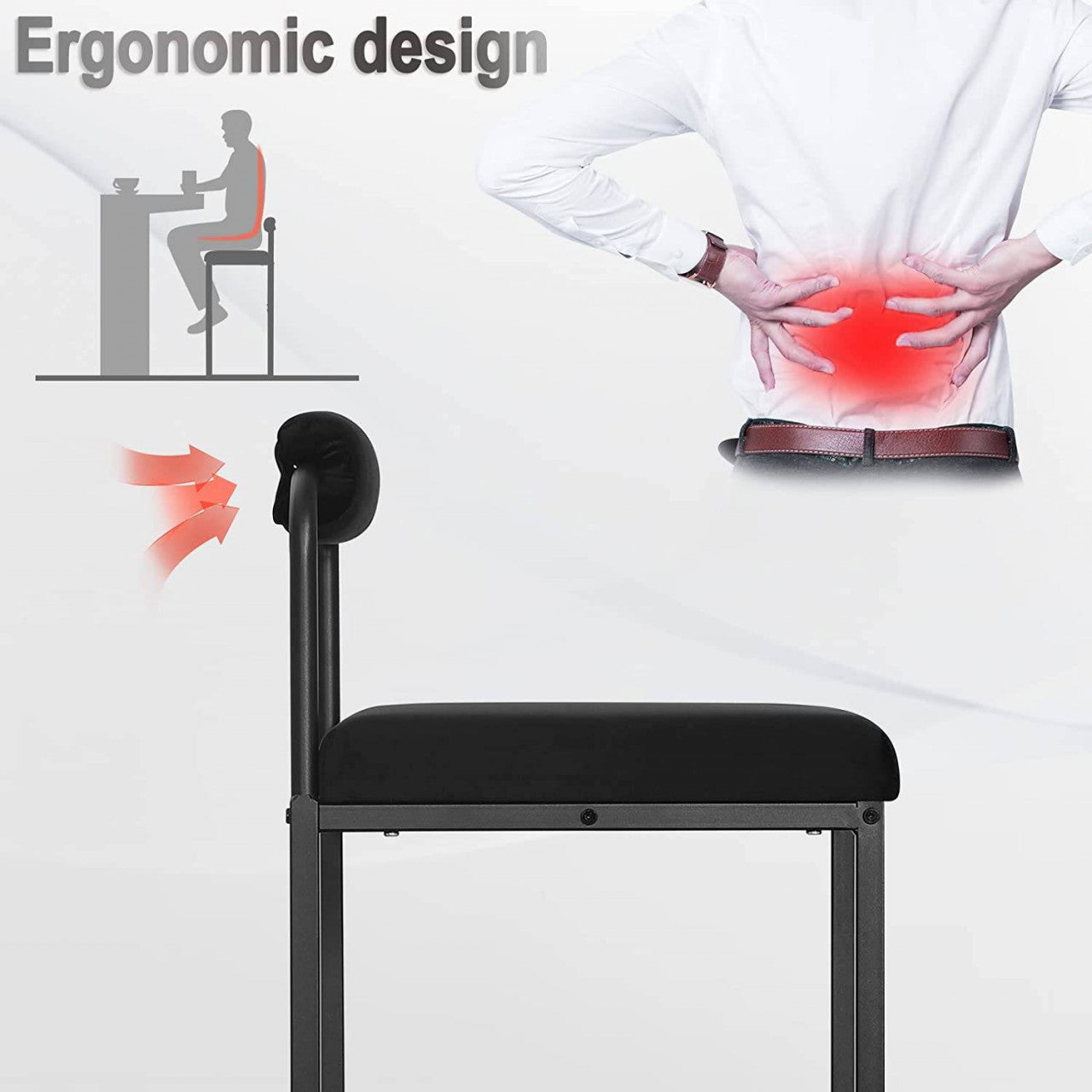 24goodz Velvet Bar Stool with Footrest - Comfortable and Ergonomic Design - Velvet and Metal - For Kitchen and Dining - Black - sz