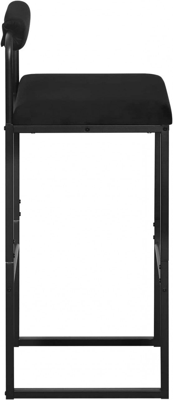24goodz Velvet Bar Stool with Footrest - Comfortable and Ergonomic Design - Velvet and Metal - For Kitchen and Dining - Black - sz