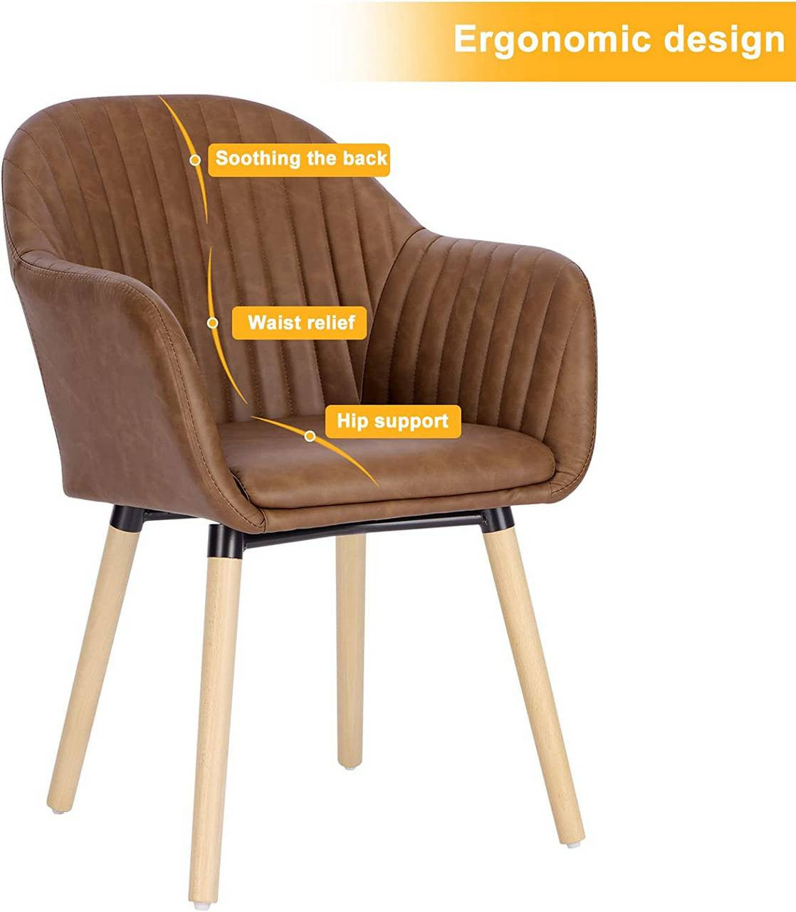 24goodz Upholstered Dining Chairs - Ergonomic Support - Durable and Stylish - Faux Leather - For Home Use - Brown