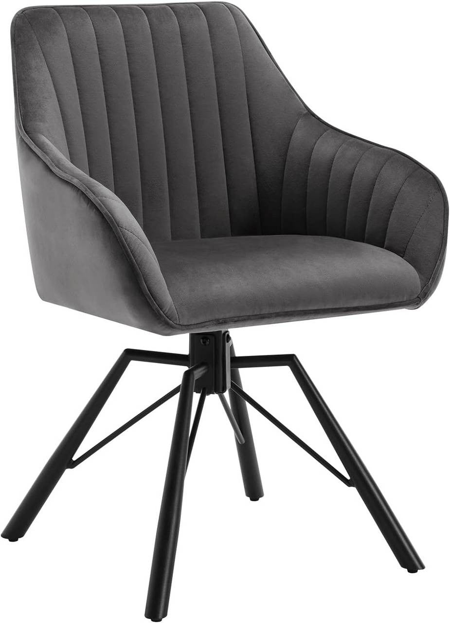 24goodz Swivel Dining Chairs - 360-Degree Rotation - Soft Velvet Upholstery - For Living Rooms and Dining Areas - Dark Grey