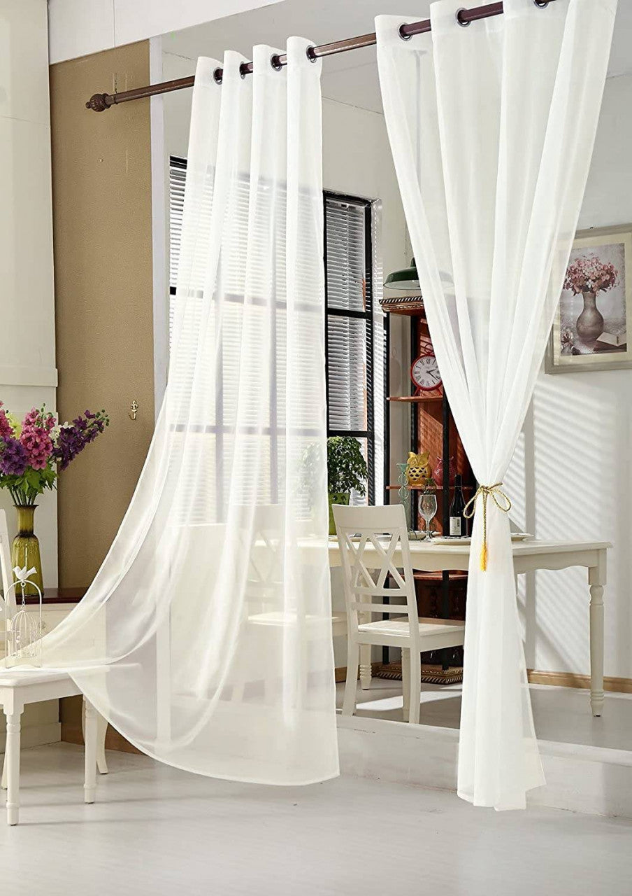 24goodz Elegant Semi-Transparent Curtains - Breathable and Durable - 100% Polyester - For Living Rooms and Bedrooms - Crème 140x225 cm