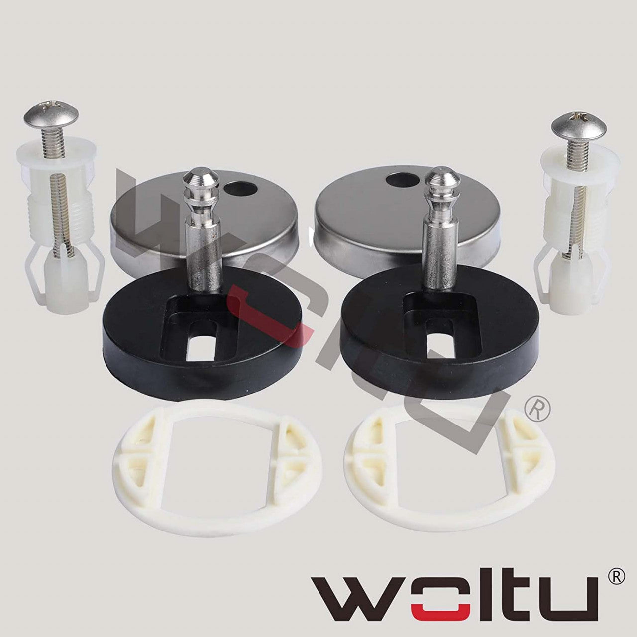 24goodz Toilet Seat Hinge Replacement Set - Durable Stainless Steel - Easy to Install - Duroplast - For Standard Toilets - Oval Shape