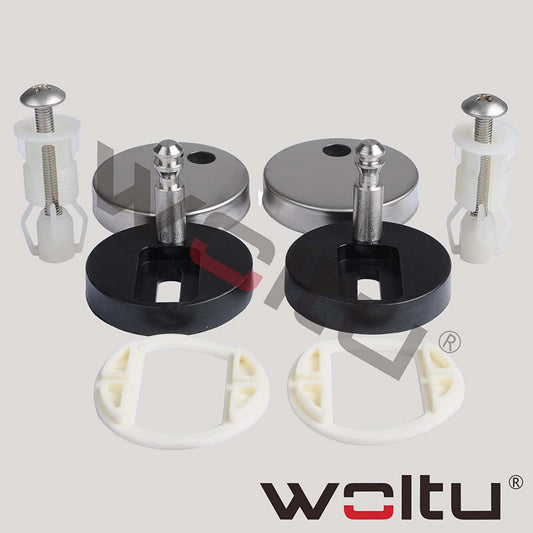 24goodz Toilet Seat Hinge Replacement Set - Durable Stainless Steel - Easy to Install - Duroplast - For Standard Toilets - Oval Shape