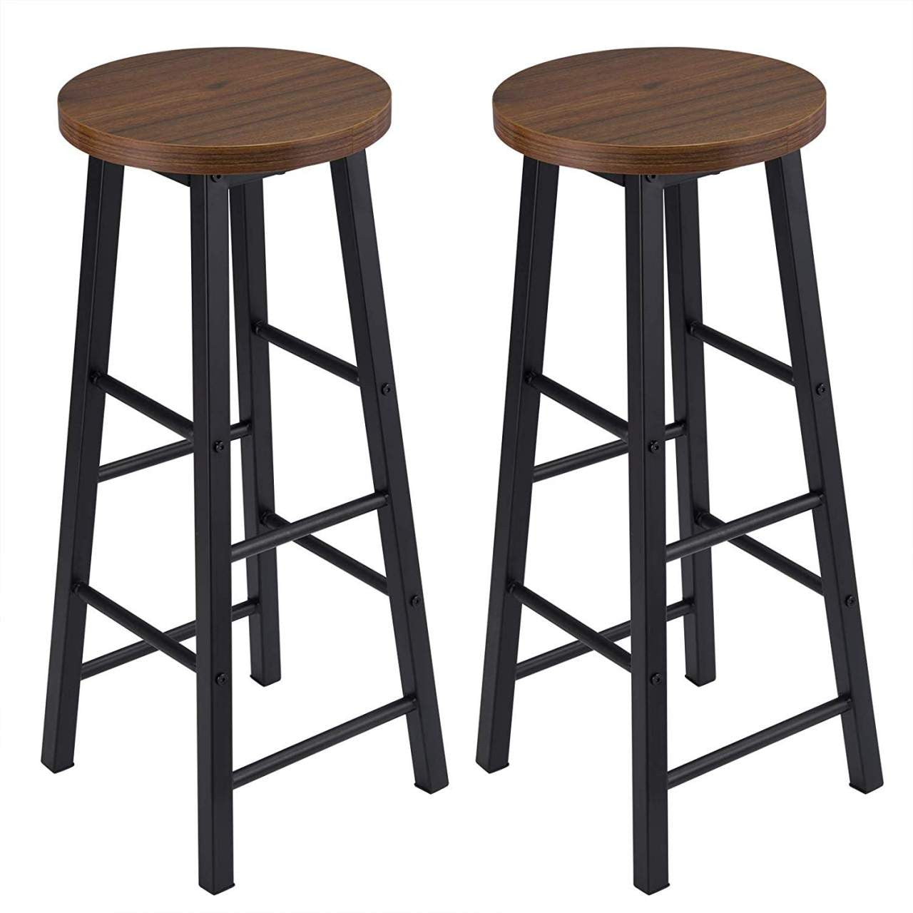 24goodz Bistro Stool Set - Sturdy and Durable Design - Easy to Clean - MDF and Steel - For Home and Commercial Use - Dark Beech - dc