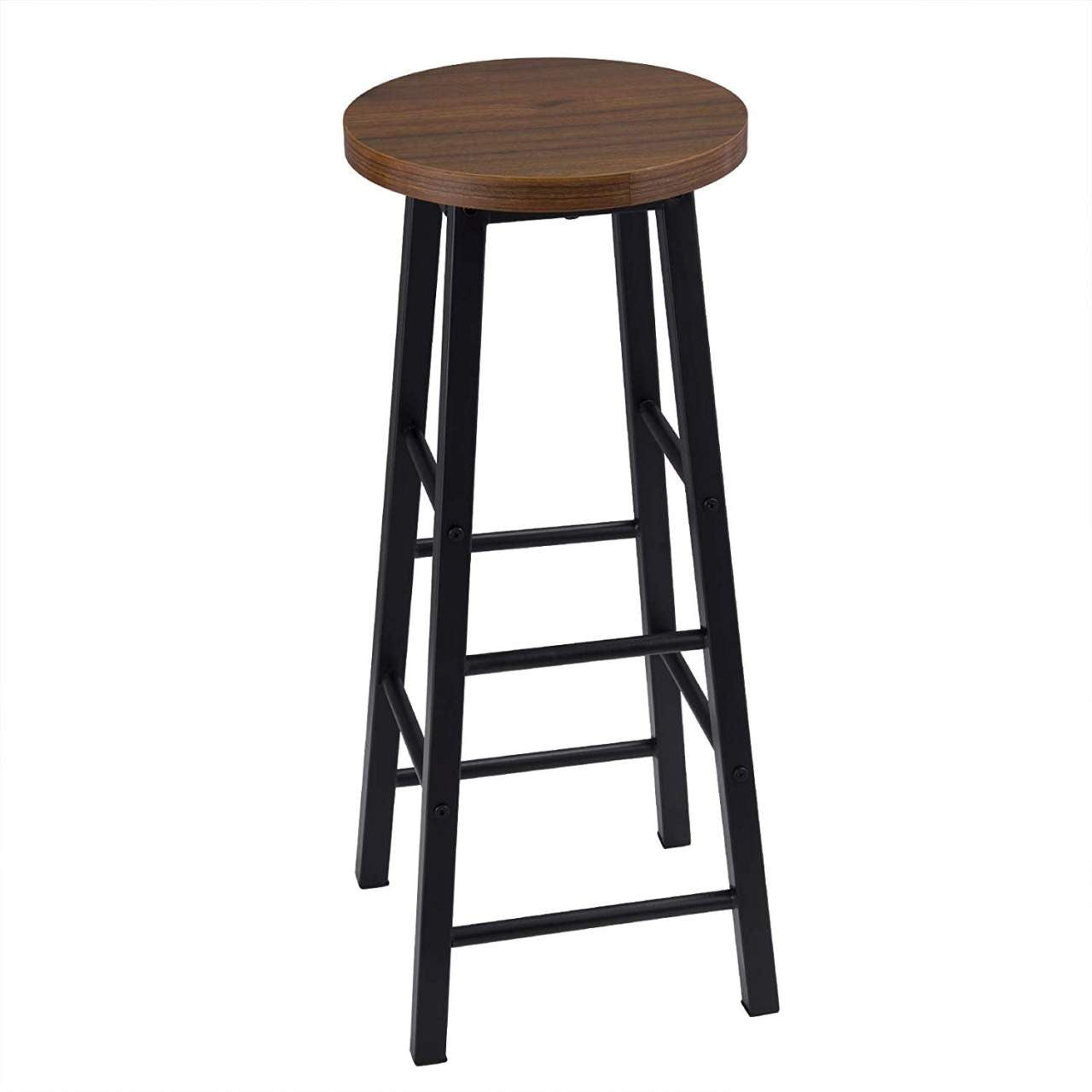 24goodz Bistro Stool Set - Sturdy and Durable Design - Easy to Clean - MDF and Steel - For Home and Commercial Use - Dark Beech - dc