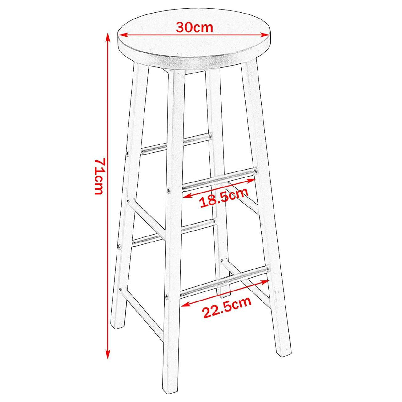 24goodz Bistro Stool Set - Sturdy and Durable Design - Easy to Clean - MDF and Steel - For Home and Commercial Use - Dark Beech - dc