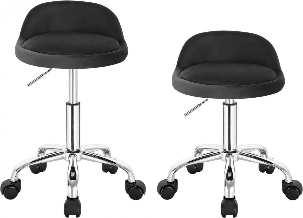 24goodz Adjustable Swivel Stool - Versatile Use - Comfortable Velvet Upholstery - For Home Office and Salons - Dark Grey - dgr