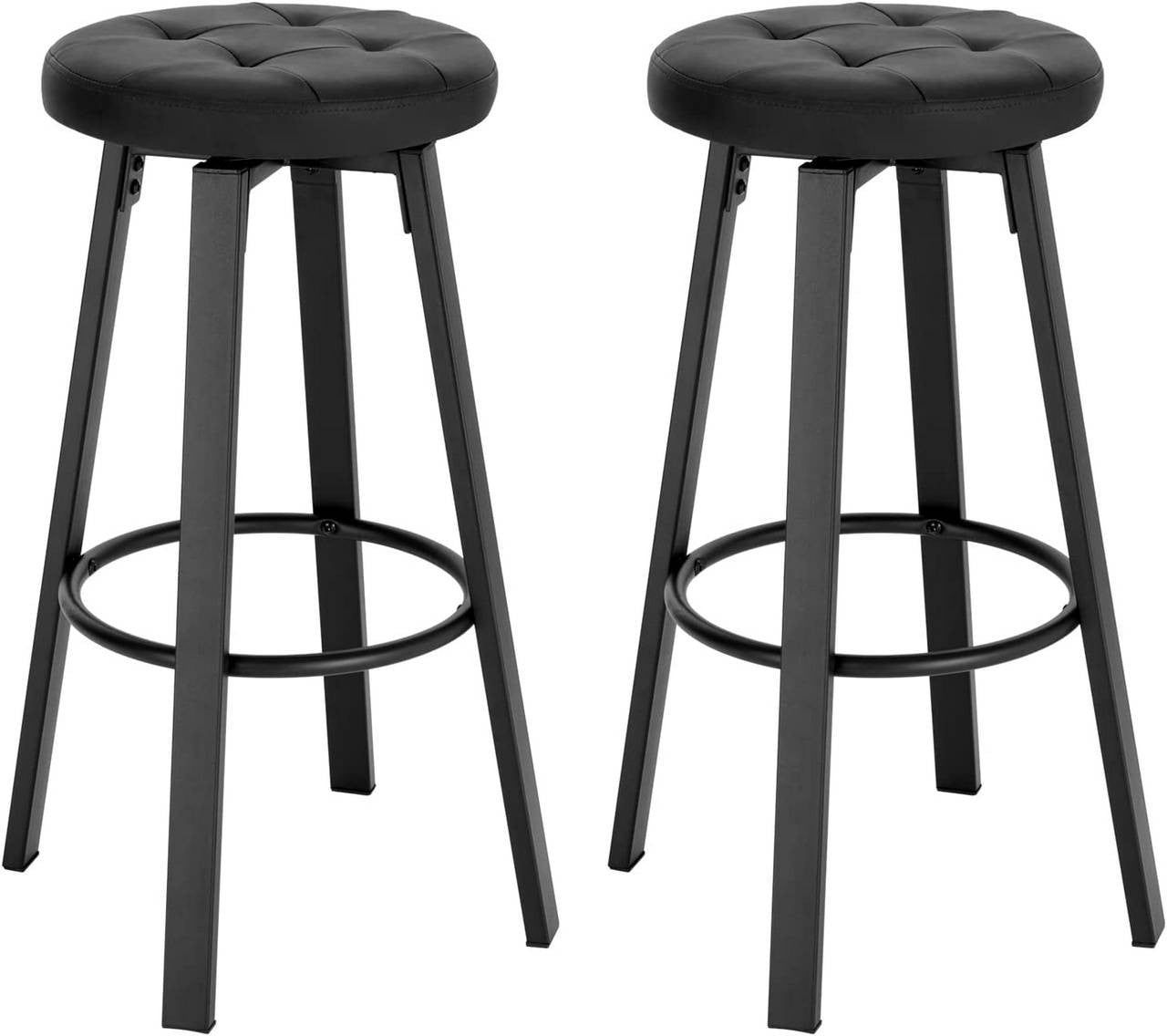 24goodz Rotating Bar Stool - Stylish and Comfortable Design - Faux Leather - For Home and Kitchen - Brown/Anthracite