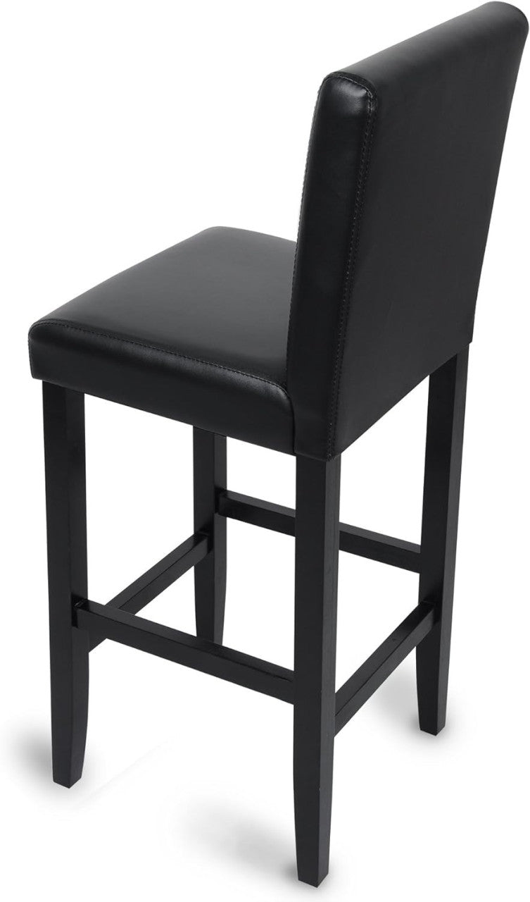 24goodz Set of 2 Bar Stools with Backrest - Ergonomic Comfort - Sturdy Structure - Faux Leather - Black/Gray - sz