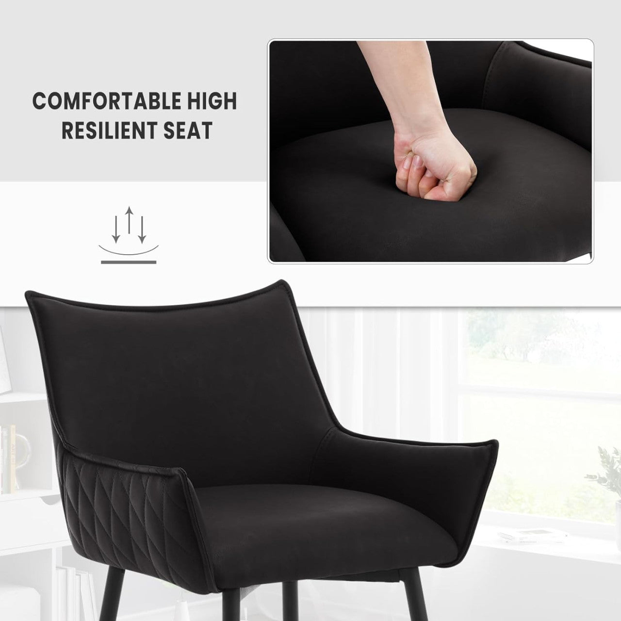 24goodz Vintage Bar Stool with Backrest - Ergonomic Comfort - Sturdy Metal Frame - Vintage Faux Leather - For Home & Kitchen - Anthracite