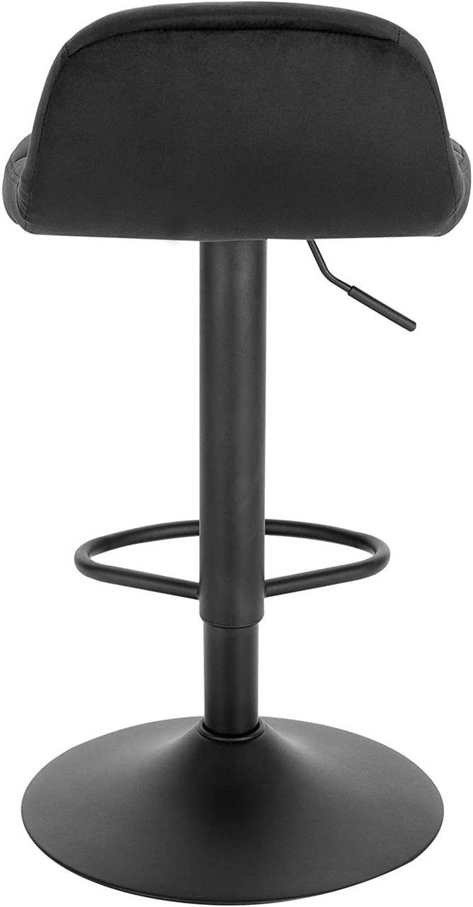 24goodz Velvet Bar Stool with Backrest and Footrest - Comfortable Seating Experience - Height Adjustable and 360° Swivel - Metal - For Home and Dining - Dark Grey/Black/Dark Green - sz