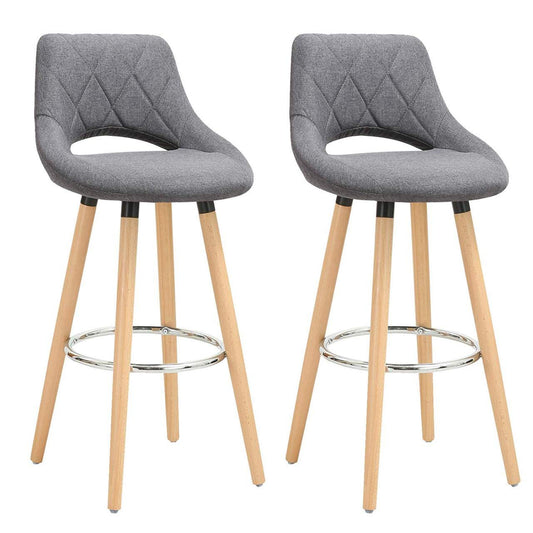24goodz Bar Stool with Backrest and Footrest - Ergonomic Comfort - Solid Wood Frame - Dark Grey - dgr