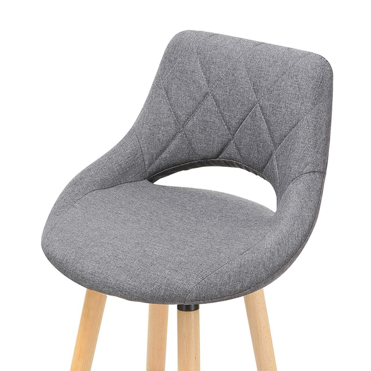 24goodz Bar Stool with Backrest and Footrest - Comfortable and Ergonomic - Linen and Solid Wood - For Home and Commercial Use - Dark Grey - dgr