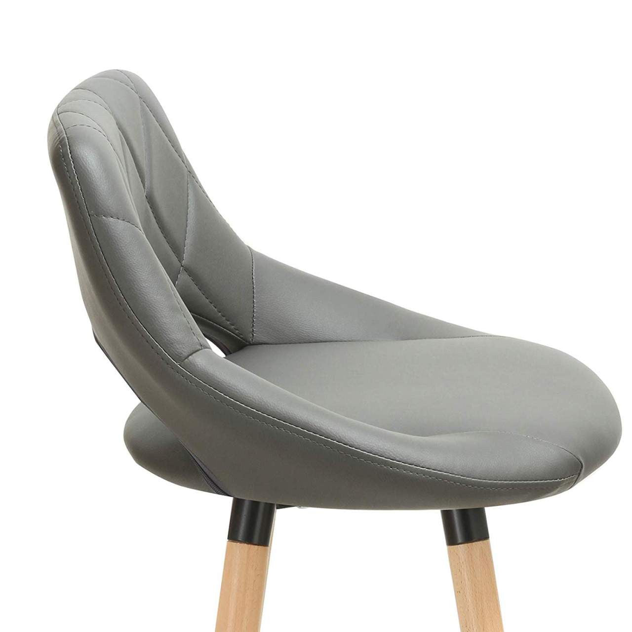 24goodz Bar Stool with Backrest and Footrest - Ergonomic Comfort - Durable Faux Leather - For Home and Commercial Use - Grey