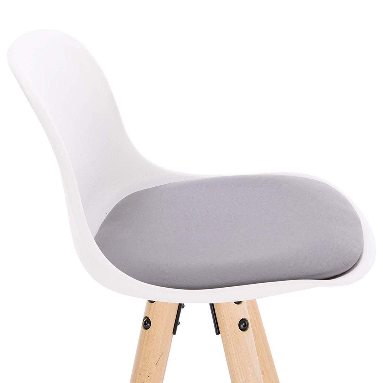 24goodz Bar Stool - Ergonomic Design - Durable and Stylish - Faux Leather and Solid Wood - Grey/White - grw
