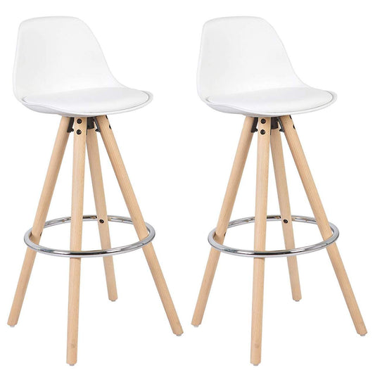 24goodz Bar Stool - Ergonomic Design - Durable and Stylish - Faux Leather with Solid Wood - For Home and Bistro Use - White - ws