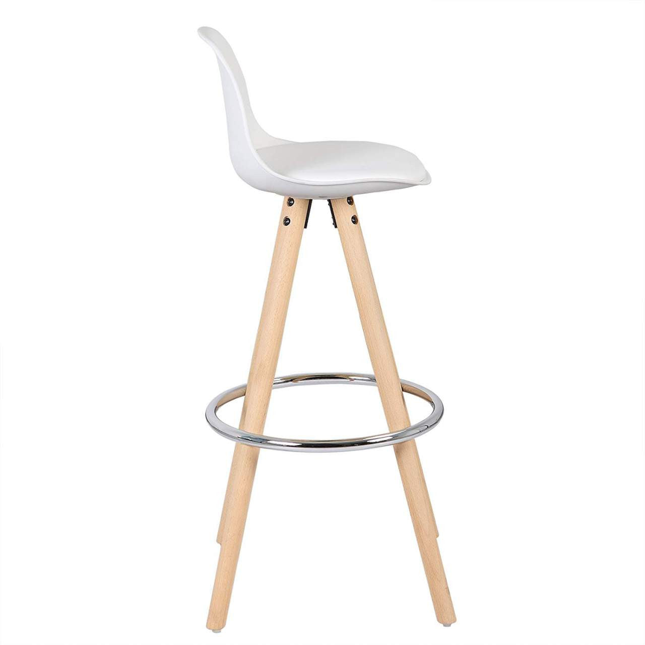 24goodz Bar Stool - Ergonomic Design - Durable and Stylish - Faux Leather with Solid Wood - For Home and Bistro Use - White - ws