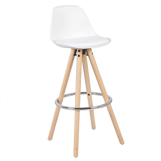 24goodz Bar Stool - Ergonomic Design - Durable and Stylish - Faux Leather and Solid Wood - White - ws