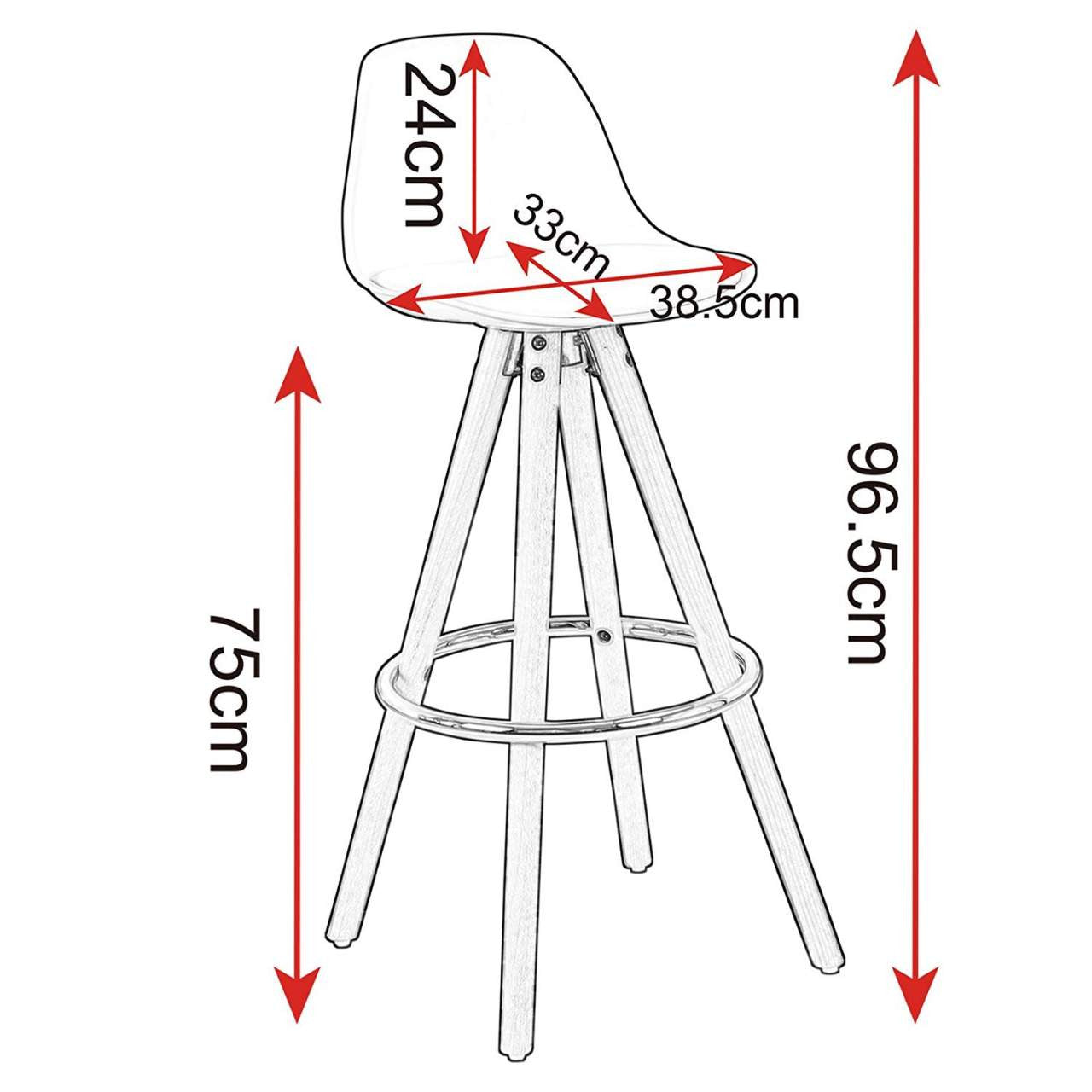24goodz Bar Stool - Ergonomic Design - Durable and Stylish - Faux Leather and Solid Wood - Grey/White - grw