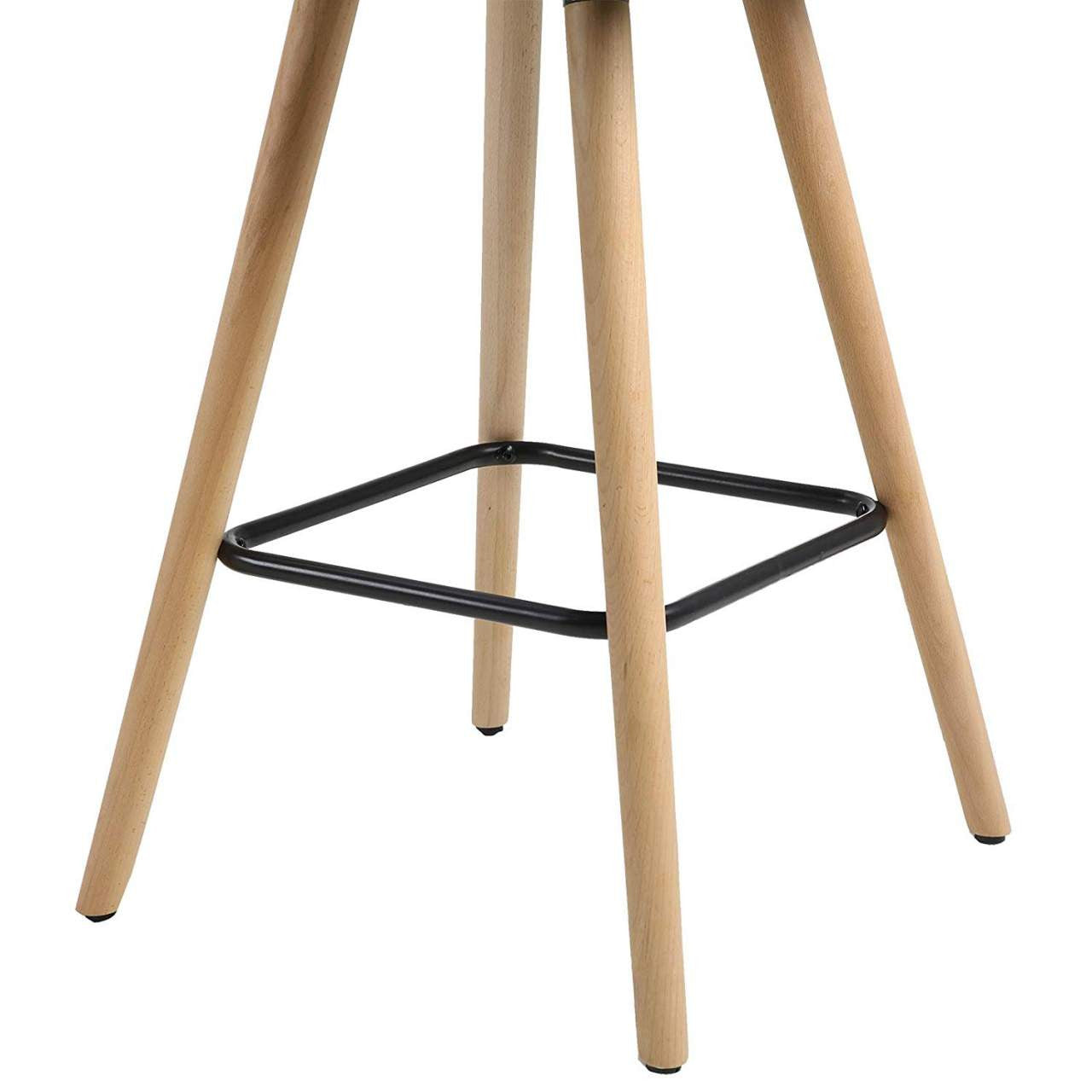 24goodz Set of 2 Bar Stools with Backrest and Footrest - Ergonomic Design - Solid Wood and Linen - Dark Grey - dgr