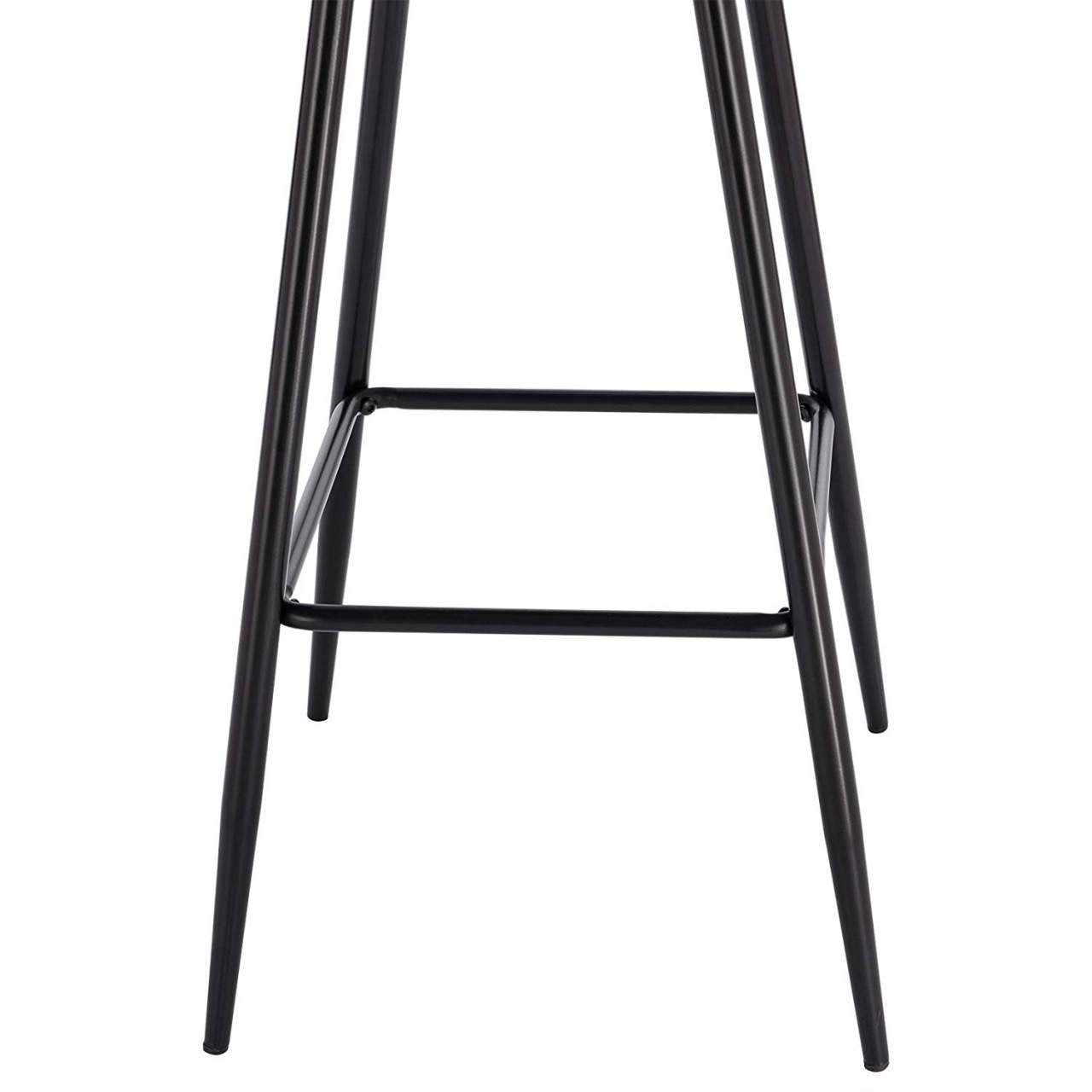 24goodz Velvet Bar Stool Set of 2 - Comfortable & Ergonomic - Sturdy & Robust - Velvet + Metal - Black - sz