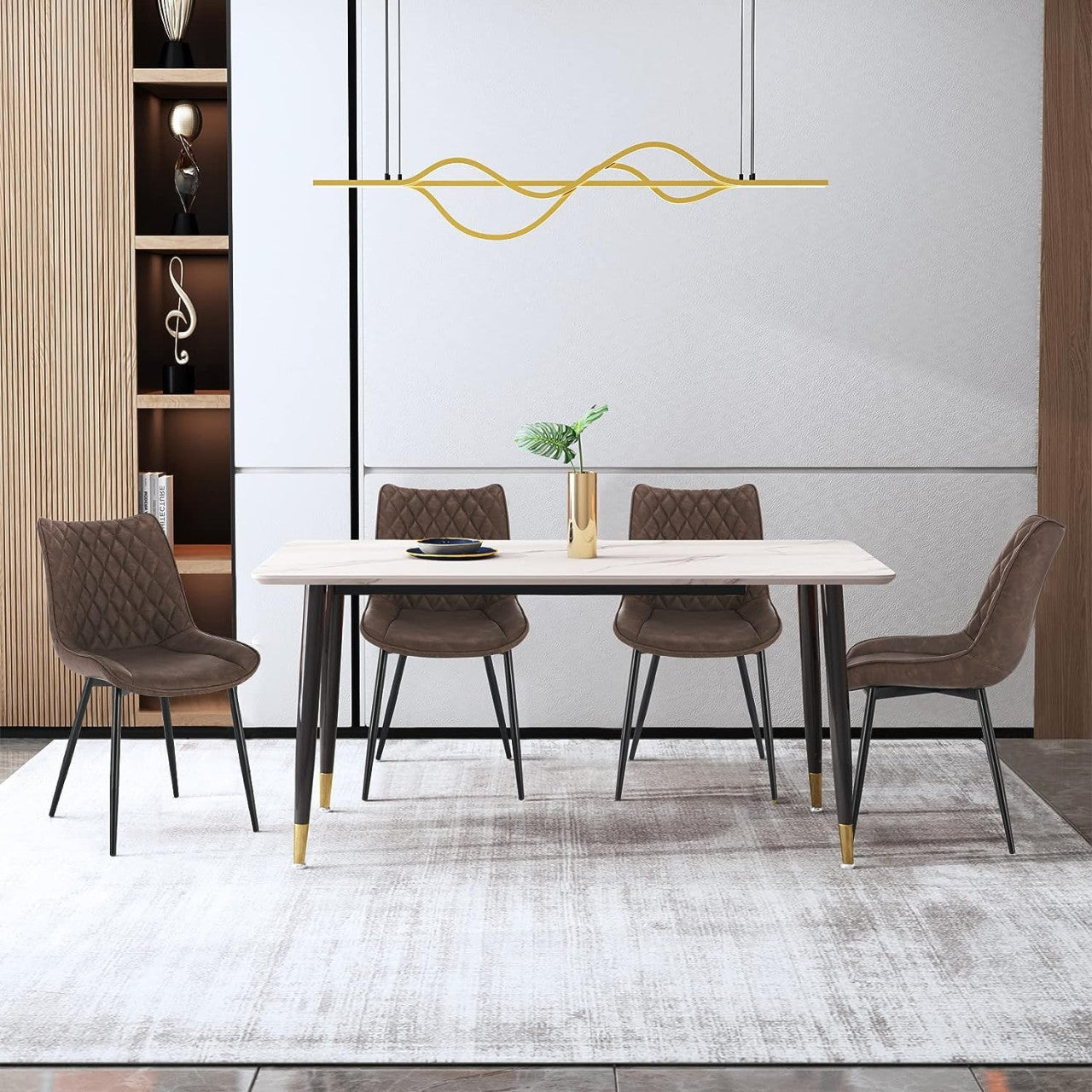 24goodz Set of 2 Dining Chairs - Ergonomic Comfort - Durable Faux Leather - For Every Room - Brown