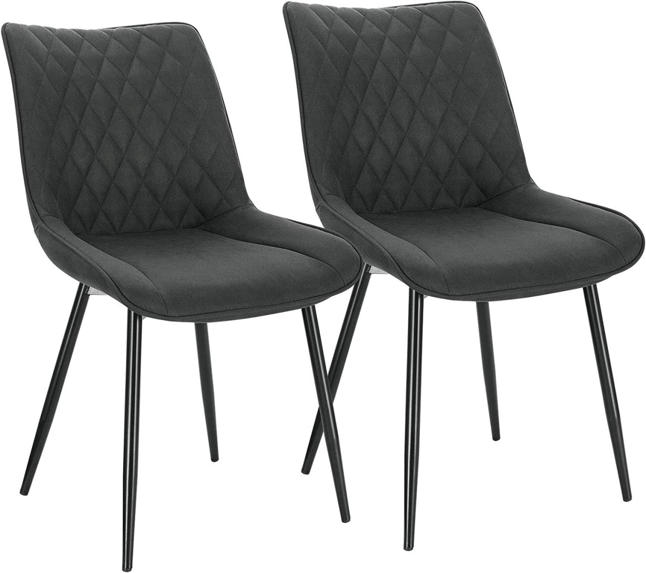 24goodz Set of 2 Dining Chairs - Ergonomic Comfort - Durable Fabric Upholstery - Metal - For Home Use - Anthracite